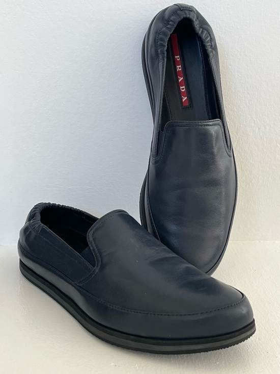 Prada Other - Prada Blue Leather Slip-On Driving Loafers